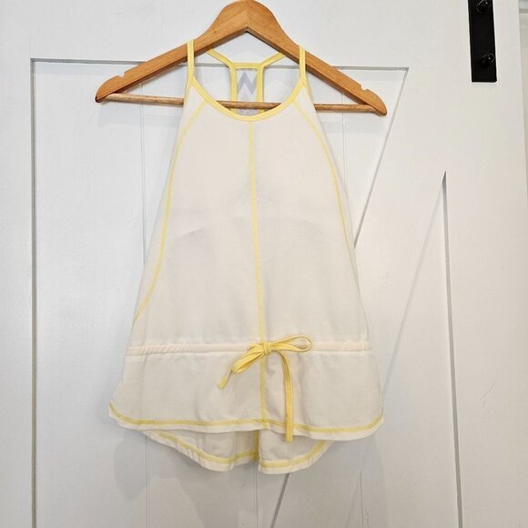 Adedge Peformance Intrepid White Yellow Trim Tennis Tank Top, Size Medium - Picture 3 of 8